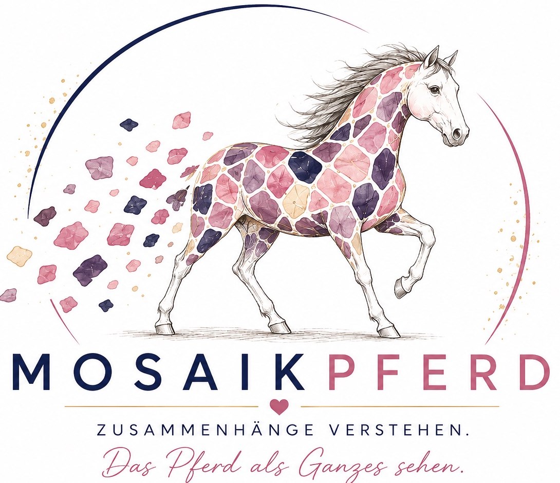 Mosaikpferd Logo mit Pferd und Kreis